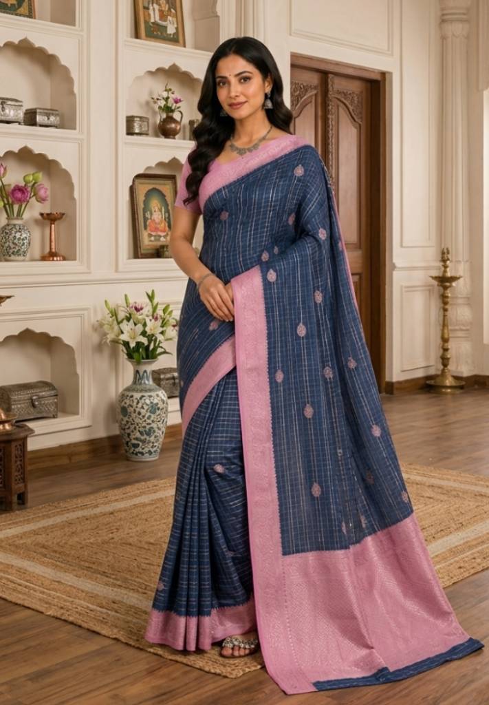 Veena Art Silk Saree with Elegant Woven Border